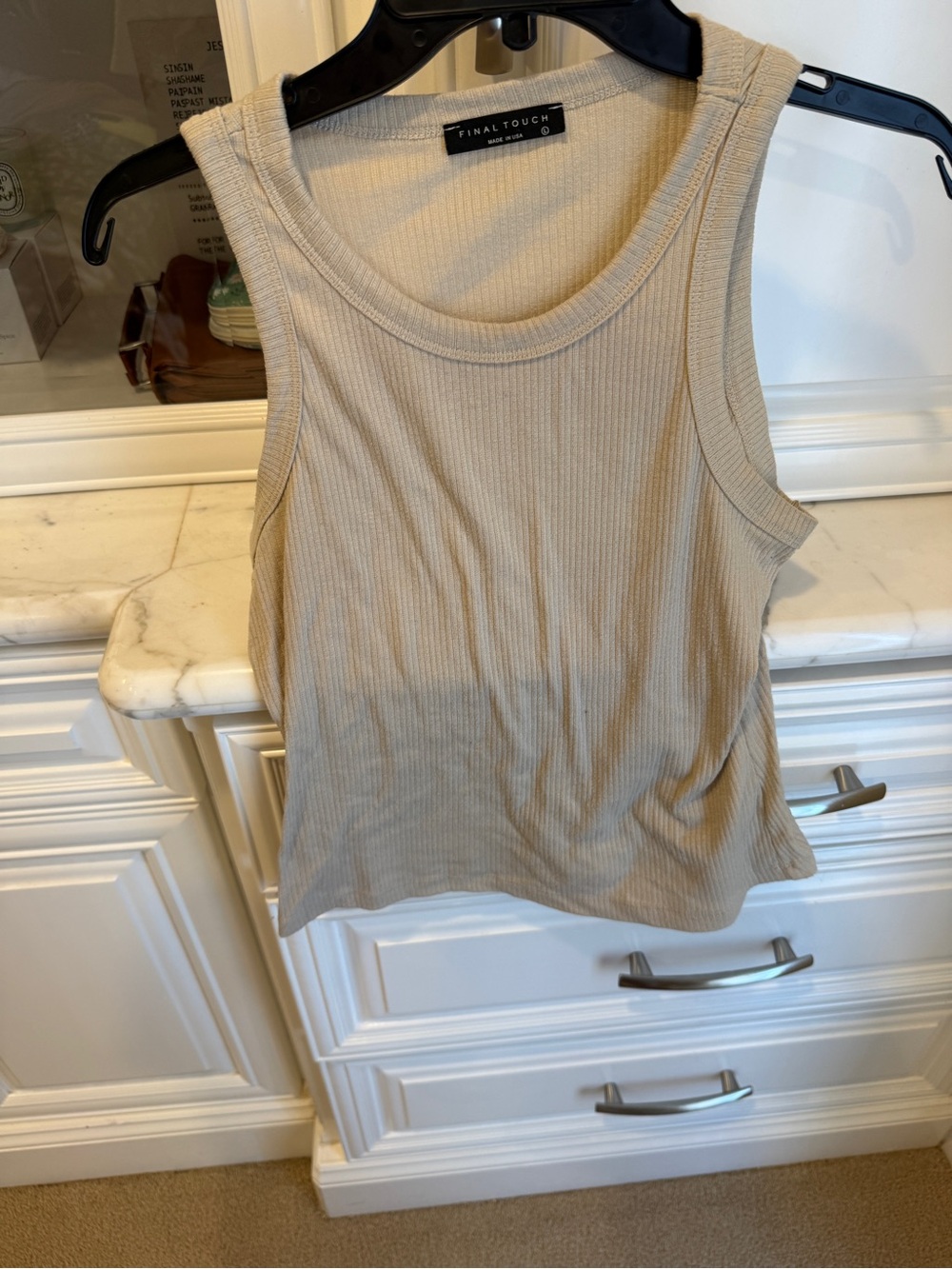 Final Touch Ribbed Tank Top in Light Beige